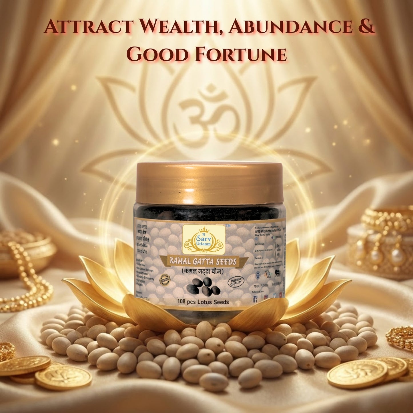 Kamal Gatta Seeds | Lotus Seeds 108 pcs | For Raw Lotus Seeds (for Pooja, Laxmi Havan, Home Gardening)