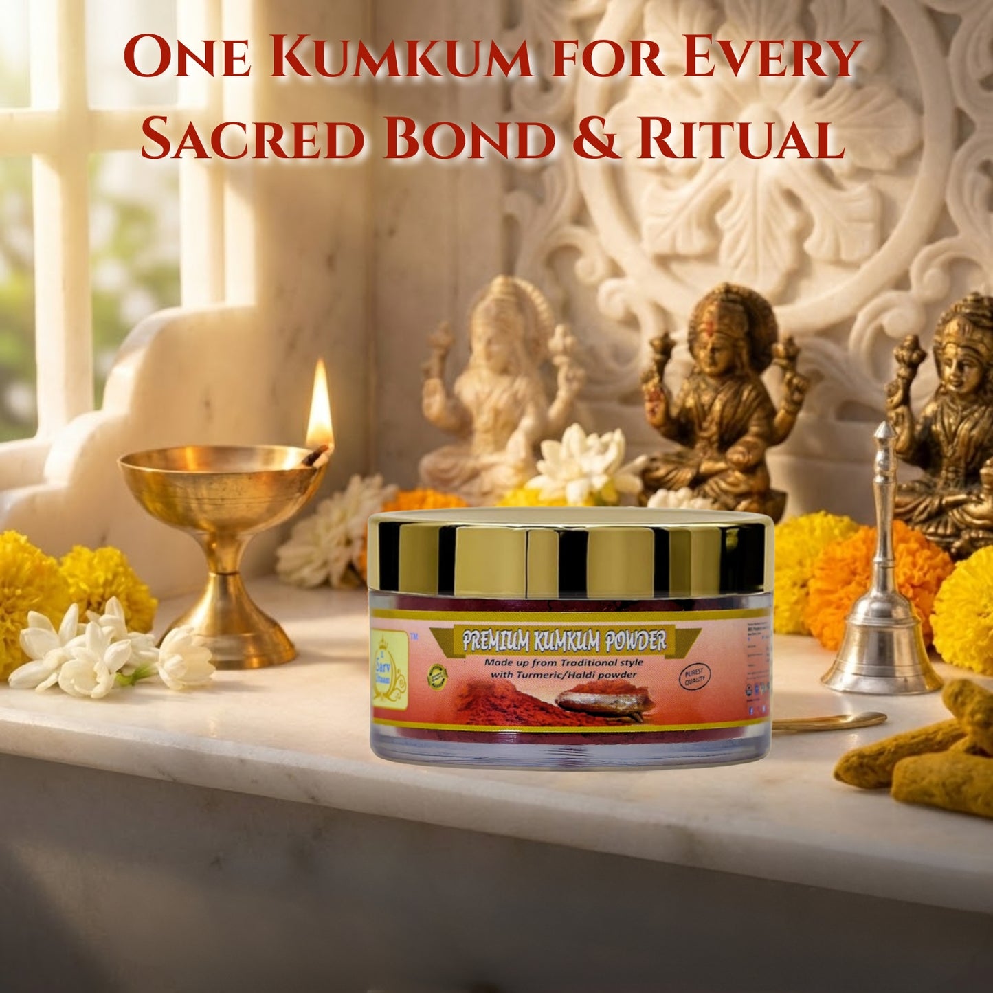 Kumkum Powder & Sindoor | for Puja, Tilak & Tika | Roli for Daily Worship & Festivals |