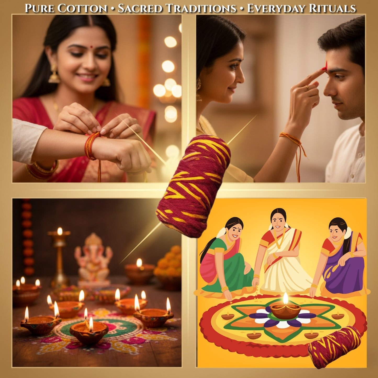 Moli Dhaga | Kalawa for Puja | Sacred Pooja Cotton Thread |