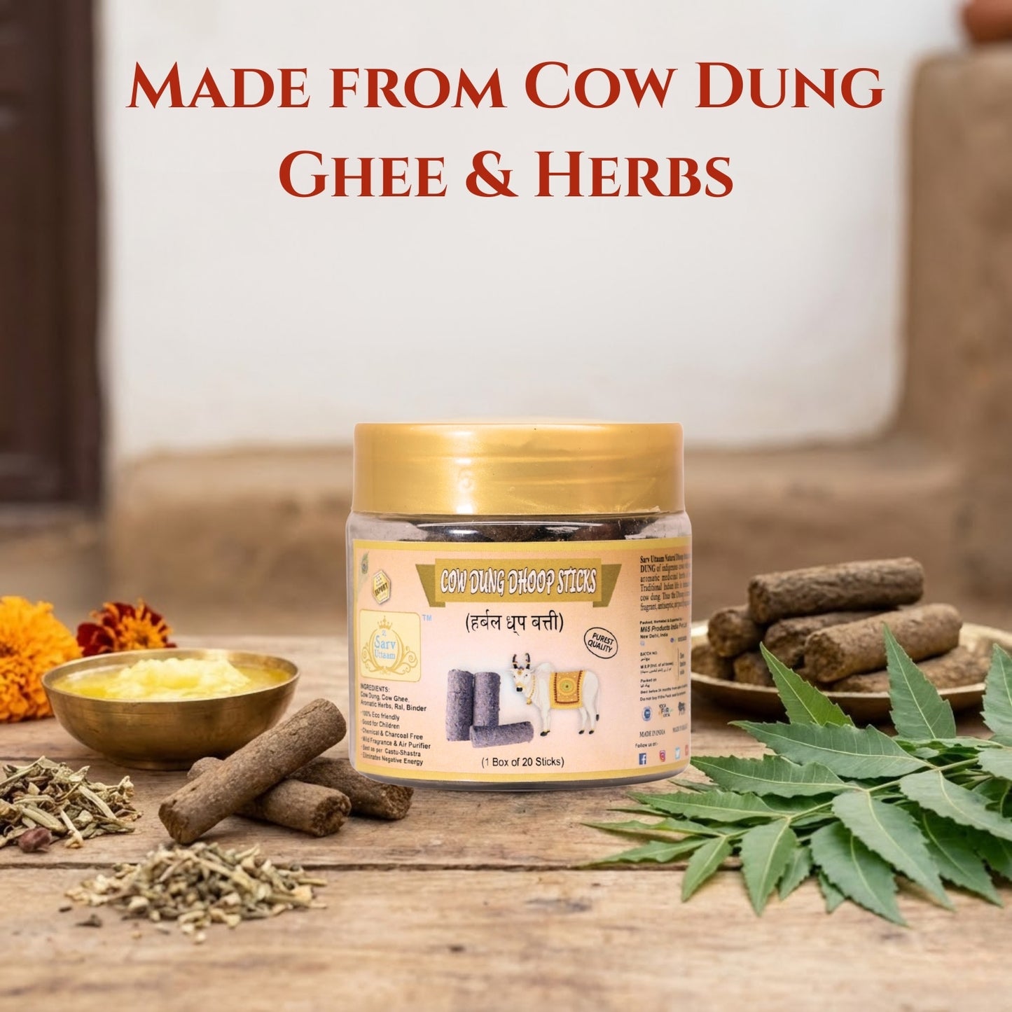 Cow Dung Dhoop Sticks | Organic Dhoop Stick for Puja | Herbal Dhoop |