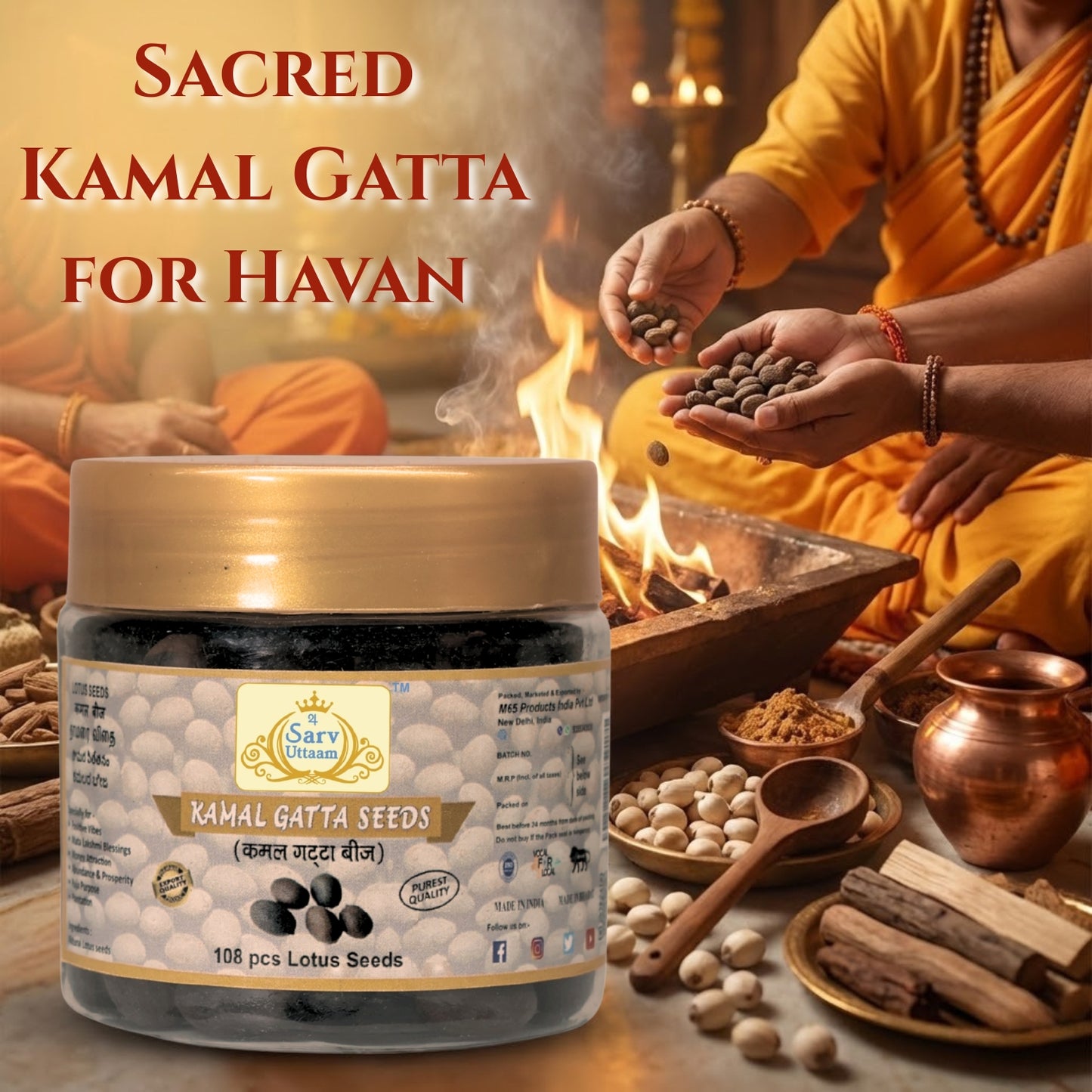 Kamal Gatta Seeds | Lotus Seeds 108 pcs | For Raw Lotus Seeds (for Pooja, Laxmi Havan, Home Gardening)